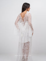 Λευκή νυφική see through ρόμπα από δαντέλα