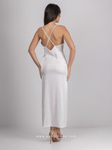 Λευκό νυφικό σετ ρόμπας με μακρύ νυχτικό