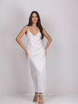 Λευκό νυφικό σετ ρόμπας με μακρύ νυχτικό