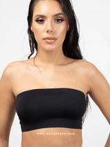 Μαύρο bandeau ελαστικό strapless τοπ