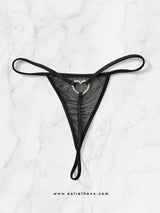 Μαύρο see through string με διακοσμητική καρδιά