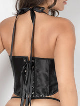 Μαύρος Crop Κορσές Εξώπλατος