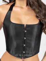 Μαύρος Crop Κορσές Εξώπλατος