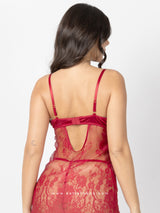 Μπορντό Babydoll με Δαντέλα