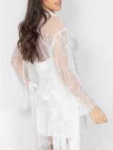 Νυφικό Λευκό Σετ Νυχτικό Σατέν με Ρόμπα