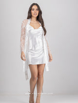 Νυφικό Λευκό Σετ Νυχτικό Σατέν με Ρόμπα