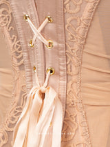 Nude strapless κορσές με δαντέλα και τούλι