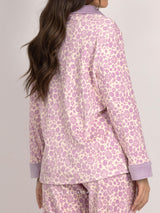 Πιτζάμες γυναικείες σετ λιλά με μοτίβο λουλουδιών