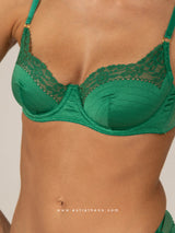 Πράσινο σατινέ σετ εσωρούχων με μοτίβο καρδιά