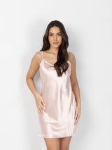Ροζ σατέν κοντό νυχτικό