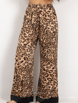 Σατέν animal print παντελόνι με λάστιχο στη μέση