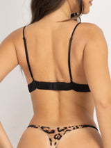 Animal print σατέν σετ εσωρούχων με v-string