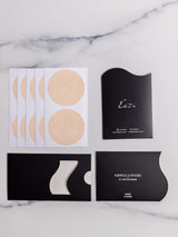 Μπεζ ταινία στήθους με αυτοκόλλητα θηλής & ταινία διπλής όψεως