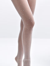 Λευκό διχτυωτό καλσόν με strass