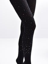 Μαύρο opaque καλσόν με strass