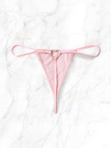 Ροζ see through string με διακοσμητική καρδιά