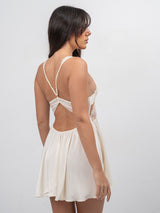 Buttermilk babydoll με δαντέλα και χιαστί πλάτη