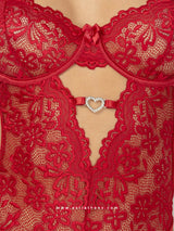 Μπορντό δαντελένιο κορμάκι με φούστα-ζαρτιέρα