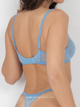Γαλάζιο see-through σετ με string εσώρουχο
