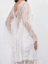 Λευκή νυφική see through ρόμπα από δαντέλα