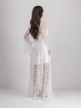 Λευκή νυφική see through ρόμπα από δαντέλα