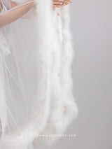 Λευκό νυφικό σετ με τούλινη oversized μακριά ρόμπα