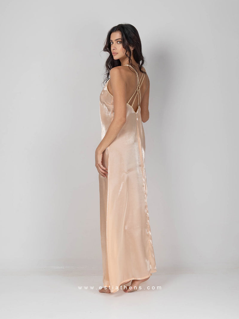 Μακρύ Νυχτικό Φόρεμα Χιαστί Πλάτη