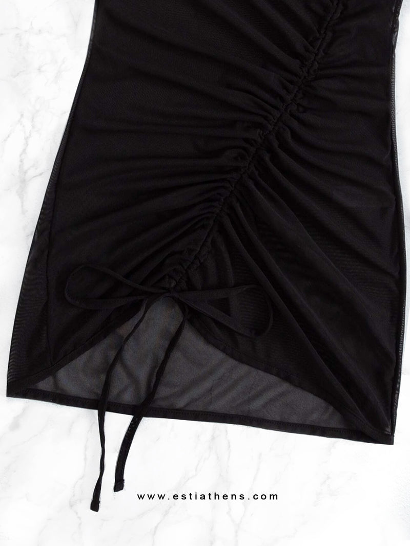 Μαύρο διάφανο κοντό φόρεμα 