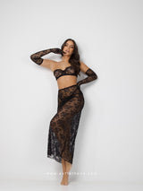 Μαύρο Σετ Εσωρούχων με Strapless Σουτιέν Δαντέλα