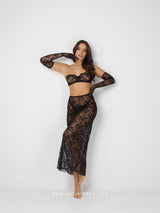 Μαύρο Σετ Εσωρούχων με Strapless Σουτιέν Δαντέλα