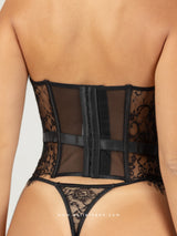 Μαύρος strapless κορσές από δαντέλα με string εσώρουχο