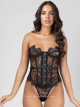 Μαύρος strapless κορσές από δαντέλα με string εσώρουχο