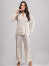 Μπεζ σετ πιτζάμες γυναικείες