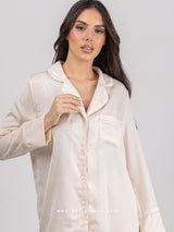 Μπεζ σετ πιτζάμες γυναικείες