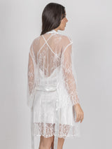 Νυφικό Λευκό Σετ Νυχτικό Σατέν με Ρόμπα