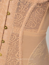 Nude strapless κορσές με δαντέλα και τούλι

