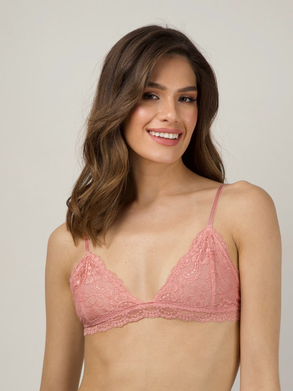 Ροζ bralette με δαντέλα