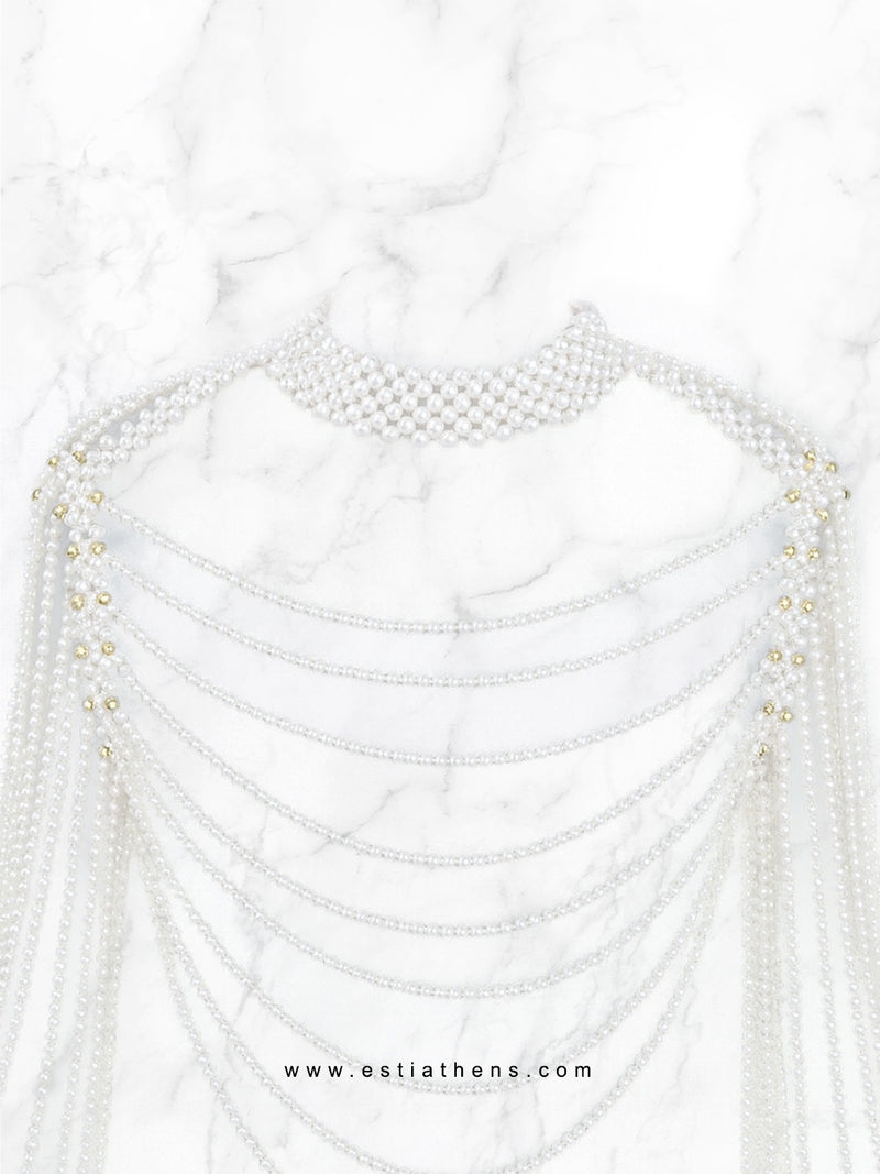 Τοπ με λευκές και χρυσές πέρλες