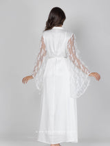 Λευκό νυφικό σετ ρόμπα με πούπουλα