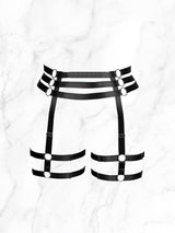 Μαύρες ελαστικές ζαρτιέρες με καλτσοδέτες & ασημένιες λεπτομέρειες