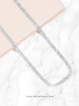 Ασημί αλυσίδα μέσης με στρας