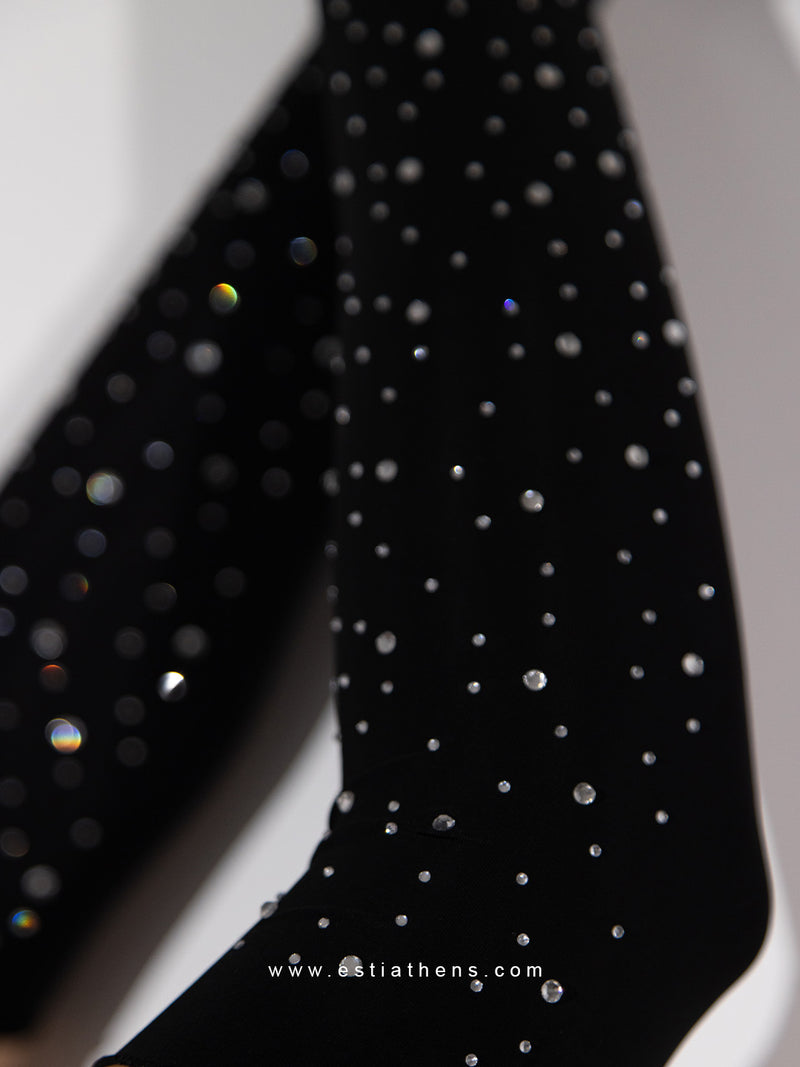 Μαύρα μακριά γάντια με στρας