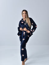 Μπλε fleece πιτζάμες floral