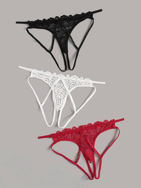 Πολύχρωμο crotchless σετ εσωρούχων με δαντέλα